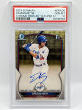 Load image into Gallery viewer, 2023 Bowman Chrome Damon Keith 1st Superfractor Auto 1/1 PSA 10 Dodgers
