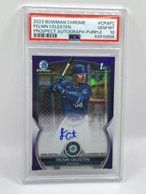 Load image into Gallery viewer, 2023 Bowman Chrome Felnin Celesten 1st Purple Refractor Auto /250 PSA 10
