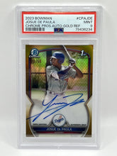 Load image into Gallery viewer, 2023 Bowman Chrome Josue De Paula 1st Gold Refractor Auto /50 PSA 9 Dodgers
