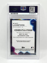 Load image into Gallery viewer, 2023 Bowman’s Best Wyatt Langford Base Auto PSA 10 Rangers
