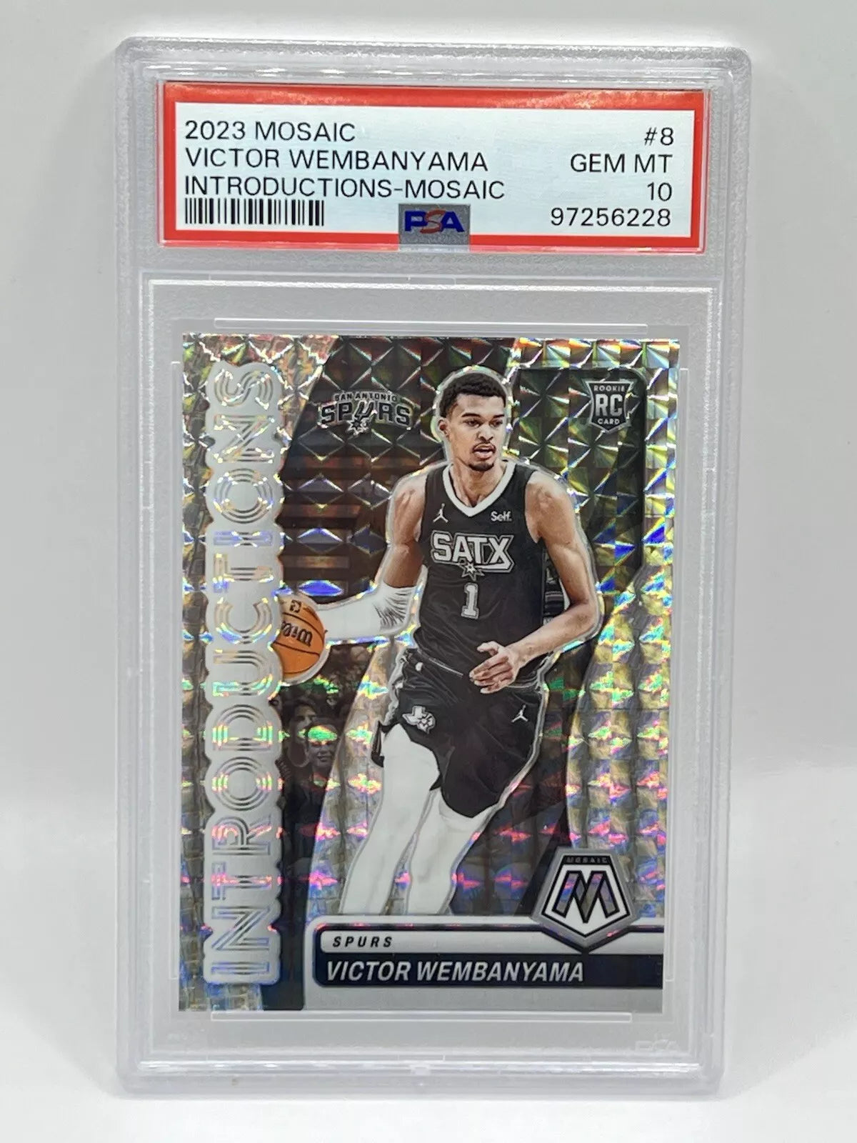 2023 Mosaic Victor Wembanyama RC Introduction Mosaic PSA 10 #8 Spurs