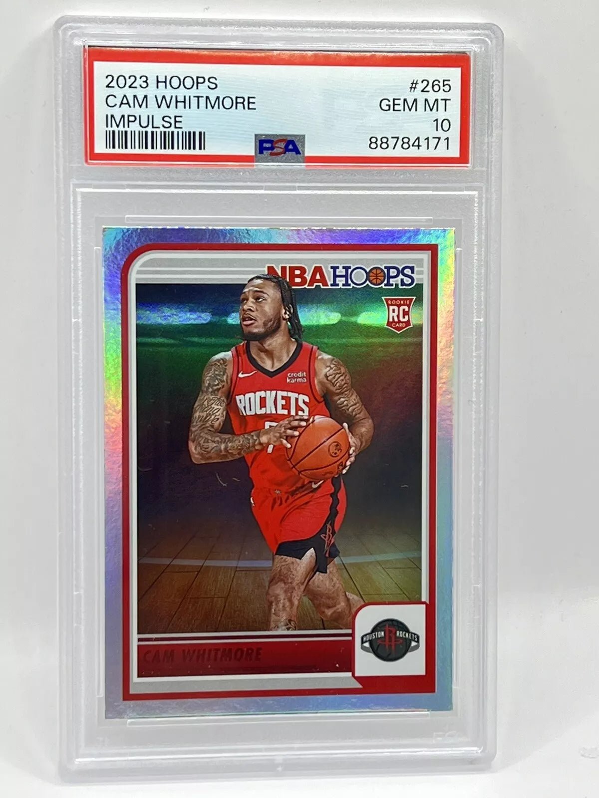 2023 Panini NBA hoops Cam Whitmore Impulse Rookie SSP PSA 10 Rockets