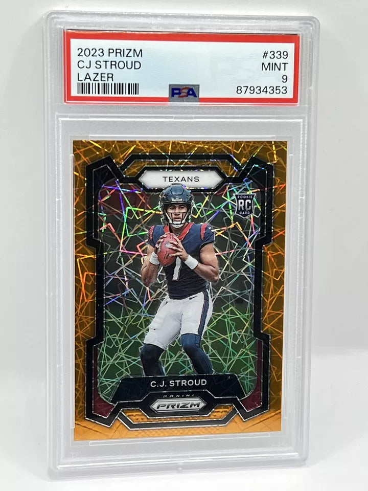 2023 Panini Prizm CJ Stroud Orange Lazer Rookie PSA 9 Texans