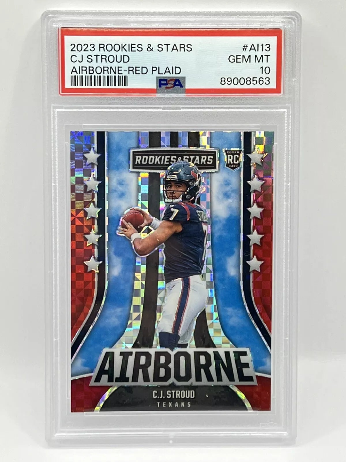 2023 Panini Rookies & Stars CJ Stroud Airborne Red Rookie PSA 10 Texans