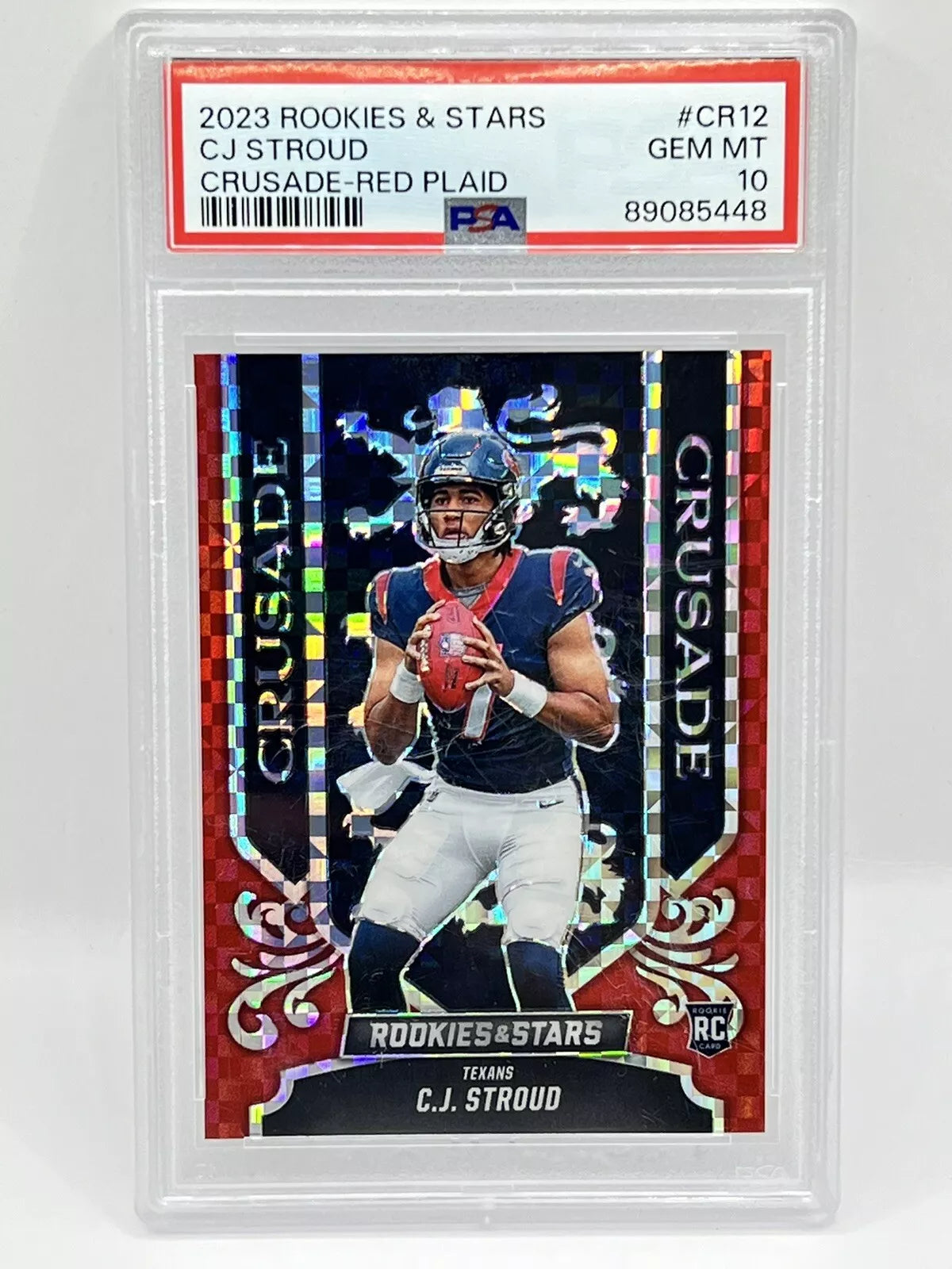 2023 Panini Rookies & Stars CJ Stroud Crusade Red Plaid Rookie PSA 10 Texans