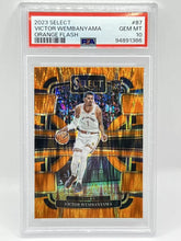 Load image into Gallery viewer, 2023 Panini Select Victor Wembanyama Orange Flash Rookie PSA 10 Spurs
