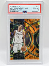 Load image into Gallery viewer, 2023 Panini Select Victor Wembanyama Orange Flash Rookie PSA 10 Spurs
