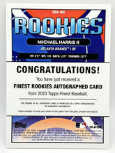 Load image into Gallery viewer, 2023 Topps Finest Michael Harris Rookies Blue Refractor Variation Auto /150
