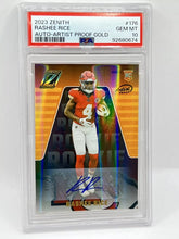 Load image into Gallery viewer, 2023 Zenith Rashee Rice Rookie Gold Artist Proof Rookie Auto 4/10 PSA 10 Jersey#
