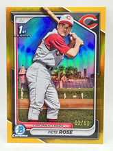 Load image into Gallery viewer, 2024 Bowman Chrome Pete Rose 1st Gold Retrofractor /50 #BCP-151 Reds
