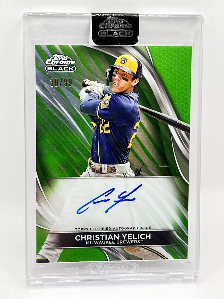 2024 Topps Chrome Black Baseball Christian Yelich Auto Green /99 #CBA-CY Brewers