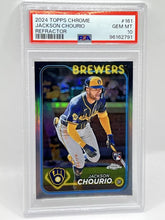 Load image into Gallery viewer, 2024 Topps Chrome Jackson Chourio Refractor Rookie PSA 10 Brewers
