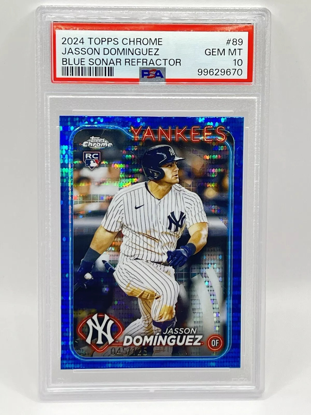 2024 Topps Chrome Jasson Dominguez RC Blue Sonar Refractor /125 PSA 10 #89